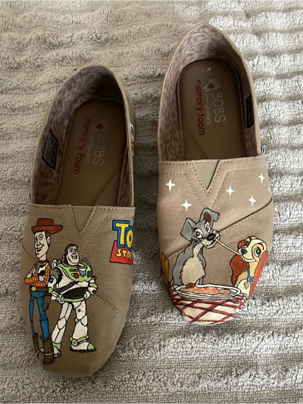 BOBS from Skechers Beige Toy Story & Lady & the Tramp Memory Foam Slip-Ons